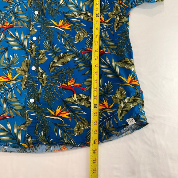 Free Planet Tropical Bird of Paradise Shirt Mens 2X Blue Cotton Aloha - Picture 7 of 7